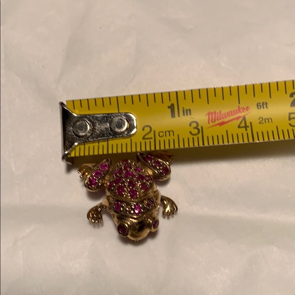 Ruby silver frog brooch beautiful unique rare find - Picture 9 of 11